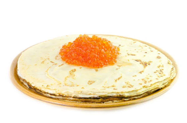 Placa con tortitas y caviar — Foto de Stock