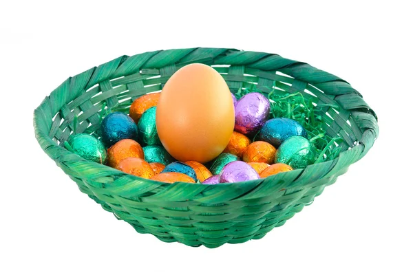 Eggs in basket — Stock Photo, Image