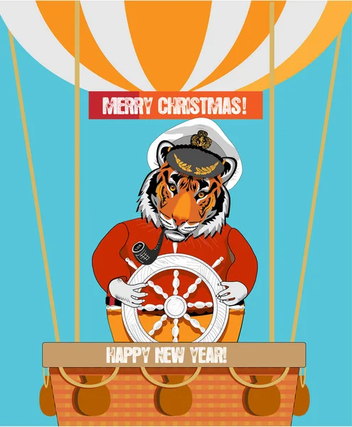 Feliz Ano Novo 2022 Ano Tigre Feliz Natal Tigre Num — Vetor de Stock