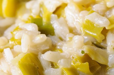 Risotto ile pırasa yakın çekim