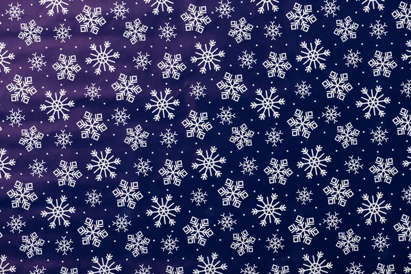 Copos Nieve Blancos Sobre Papel Envoltura Fondo Azul Concepto Navideño —  Fotos de Stock