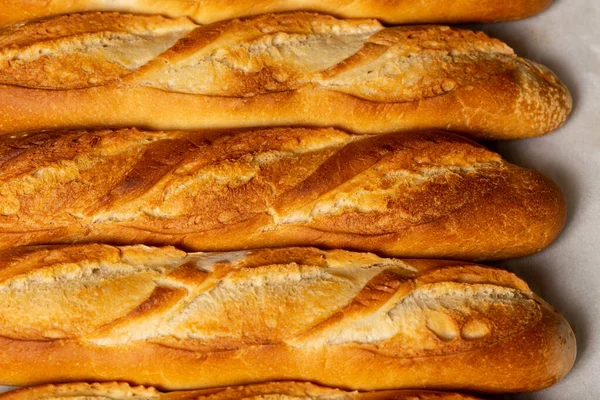 Fundo Close Pequenas Baguetes Pão Francês — Fotografia de Stock