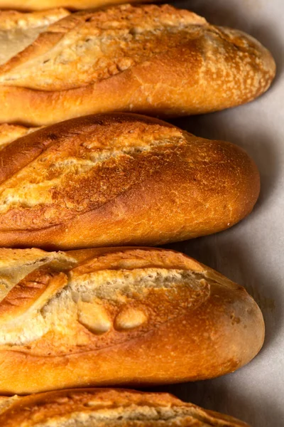 Detailní Pozadí Menších Francouzských Chlebových Baget — Stock fotografie