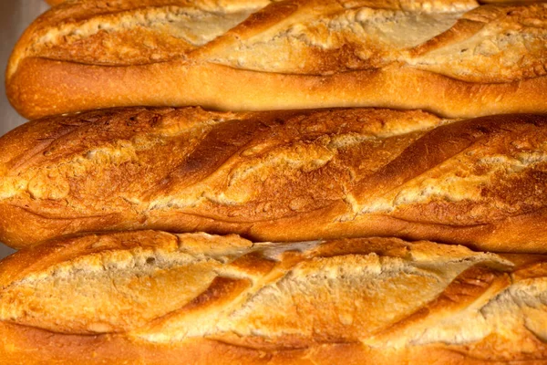 Closeup Background Smaller French Bread Baguettes — Stock Photo, Image