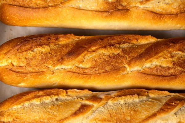 Closeup Background Smaller French Bread Baguettes — Stock Photo, Image