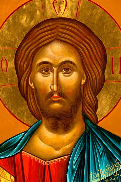 Détail Icône Byzantine Orthodoxe Représentant Visage Jésus Christ — Photo