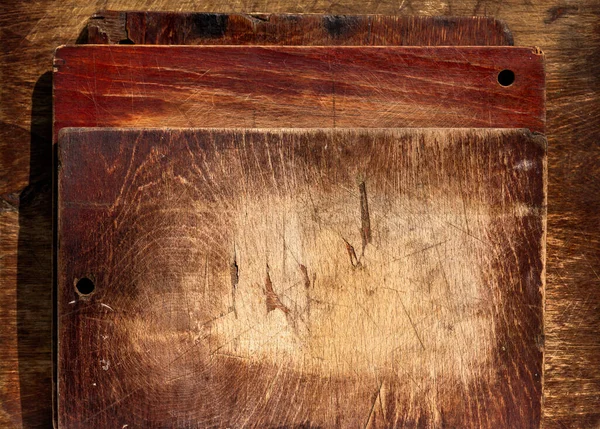 Texture Old Wood Cutting Board Dark Copy Space Background — Stock Fotó