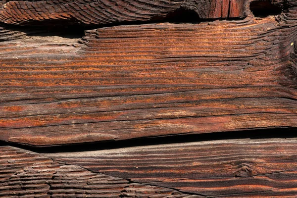 Old Weathered Dark Brown Cracked Wood Beam Surface Nice Rough — Stockfoto