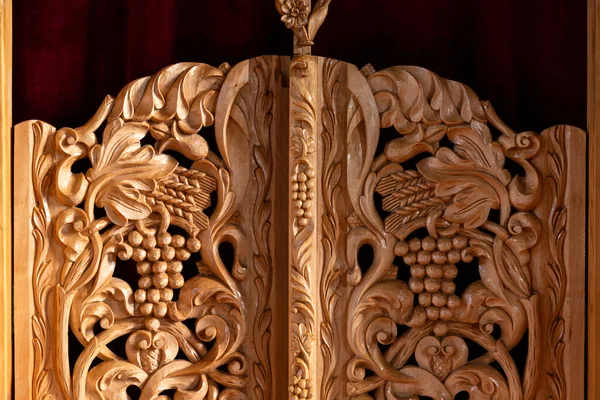 Detail Altar Doors Carving Orthodox Church — Foto de Stock
