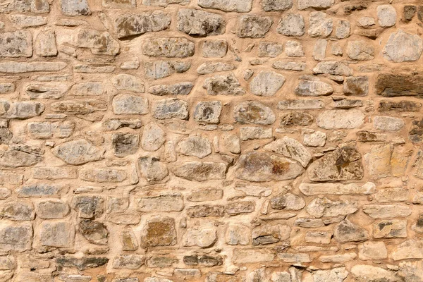 Fechar Acima Parede Pedra Velha Com Argamassa Grossa Superfície Texturizada — Fotografia de Stock