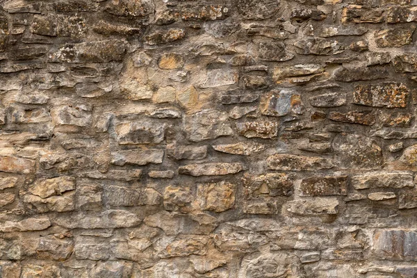 Fechar Acima Parede Pedra Velha Com Argamassa Grossa Superfície Texturizada — Fotografia de Stock