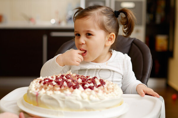 cute little girl eating