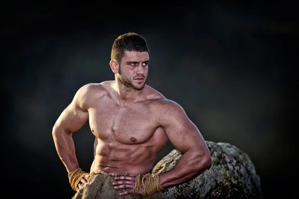 Athletic young man outdoor, warrior — Stock Photo, Image