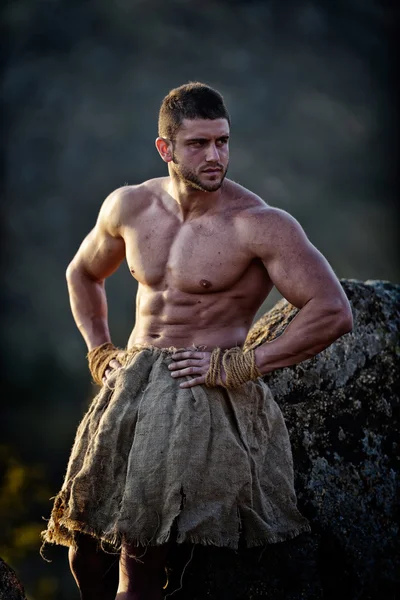 Athletic young man outdoor, warrior — Stock Photo, Image