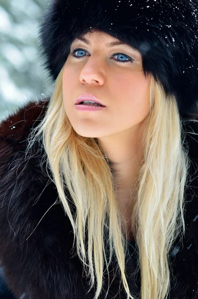 屋外冬のきれいな女性の肖像画 — ストック写真