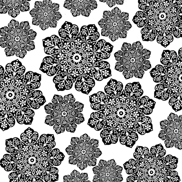 Black & White Floral Batik — Stock Photo, Image