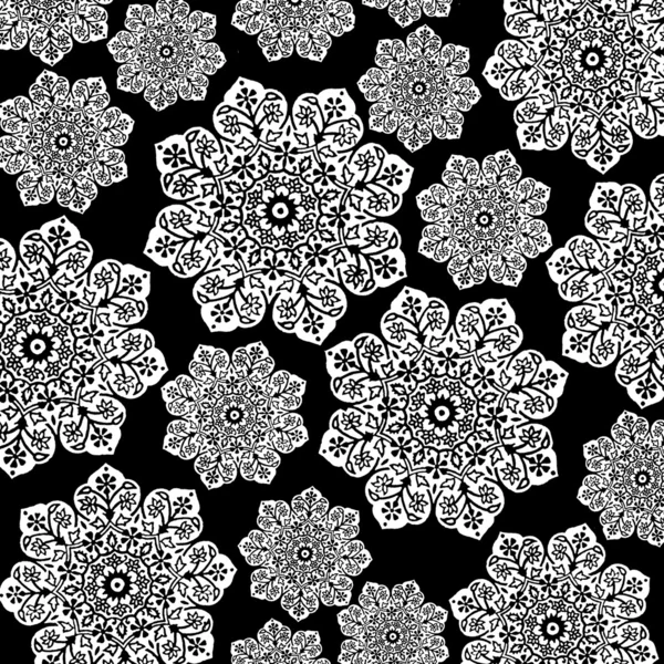 Batik floral branco e preto — Fotografia de Stock