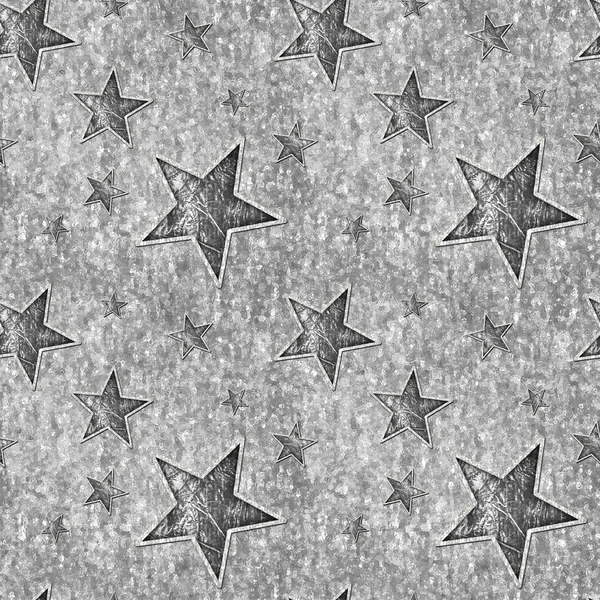 Seamless Silvery Stars on Bright Silver — Stock Photo, Image