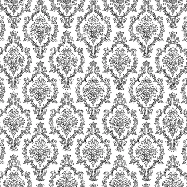 Seamless Black & White Damask — Stock Photo, Image