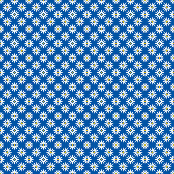 Бесшовные белые ромашки на ярко-голубом
