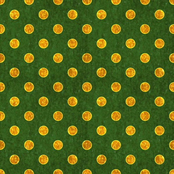 Seamless Green & Gold Polka Dot — Stock Photo, Image