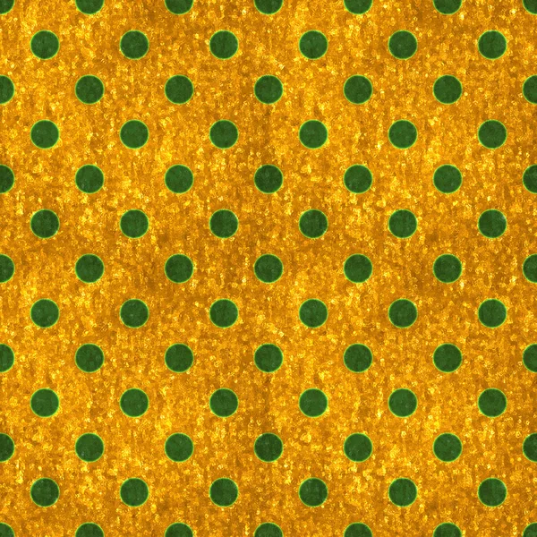 无缝的黄金 & 绿色波尔卡圆点 — 图库照片