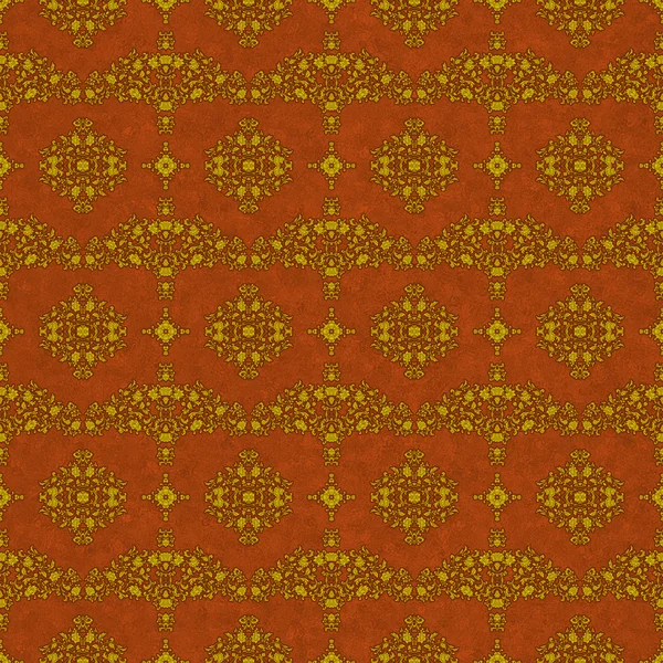 Rich Gold Brocade Damask on Rust — Stock Photo, Image