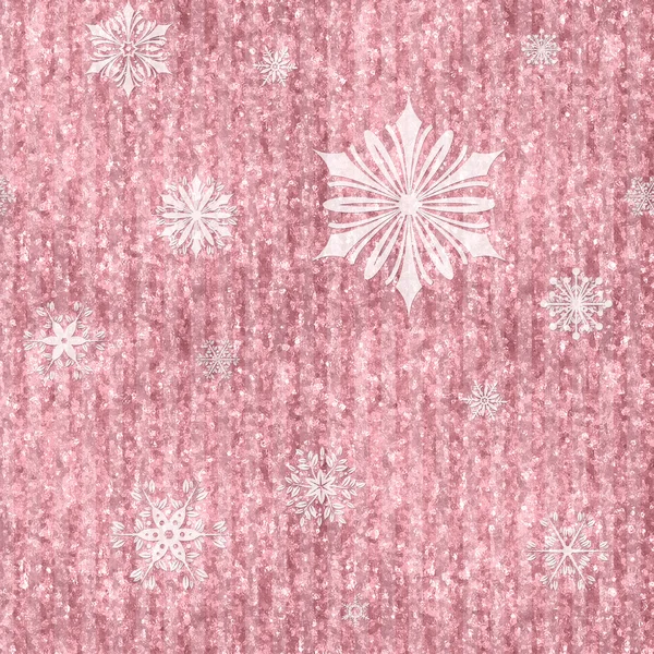 White Snowflakes on Pink Sparkle Stripes — Stock Photo, Image