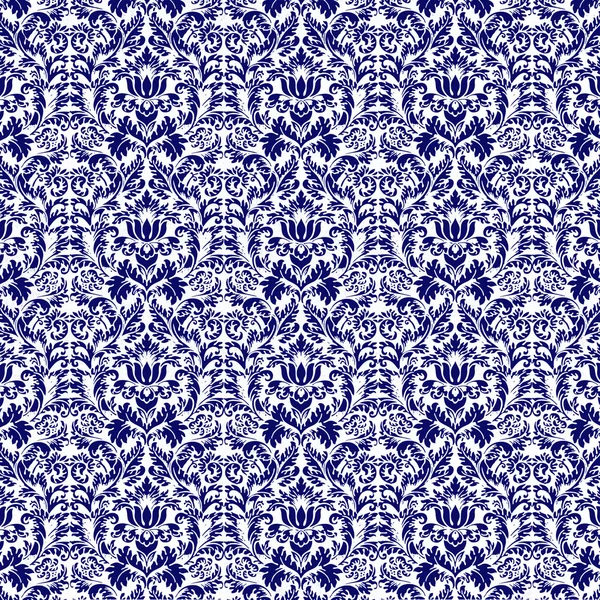 Seamless Navy Blue & White Damask — Stock Photo, Image