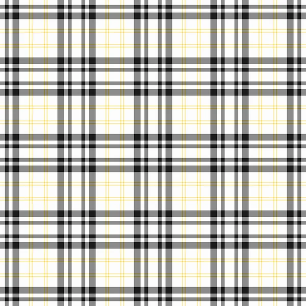 Plaid negro, blanco y amarillo sin costuras —  Fotos de Stock