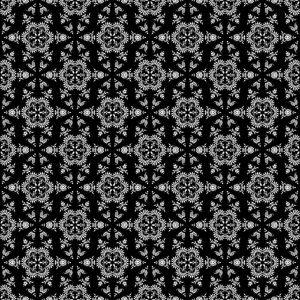 Seamless Black & White Kaleidoscope Damask — Stock Photo, Image