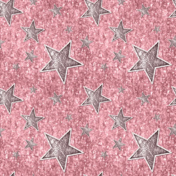 キラキラ光るピンクのシームレスな星 — ストック写真