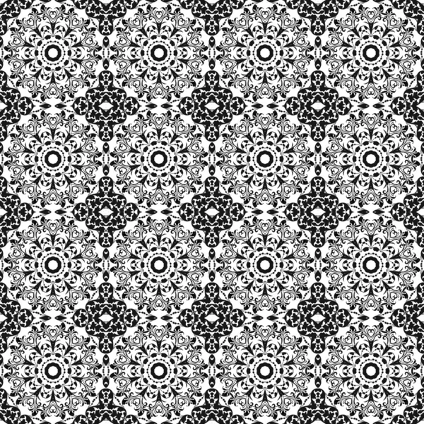 Seamless Black & White Kaleidoscope Damask Stock Image