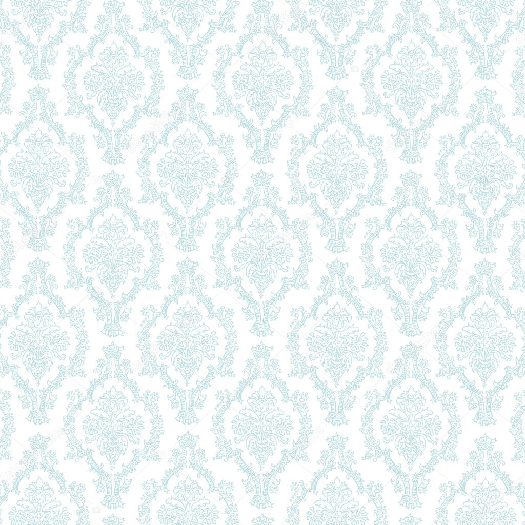 Seamless Pastel Blue & White Damask