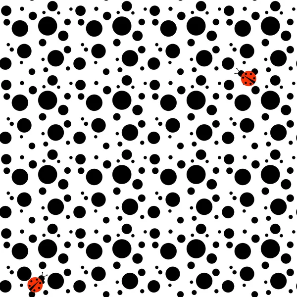 Seamless Ladybugs on Black Dots — Stock Photo, Image