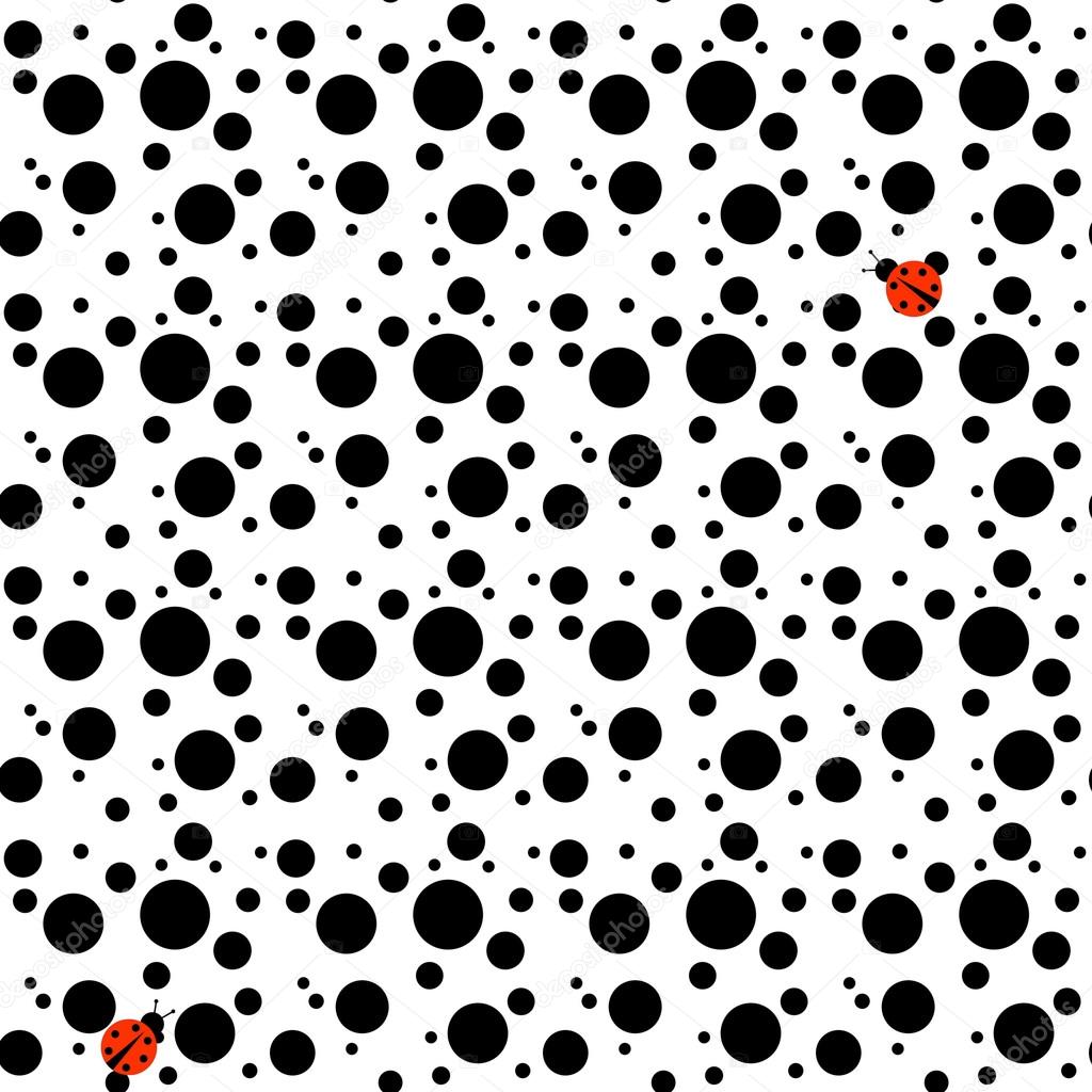 Seamless Ladybugs on Black Dots