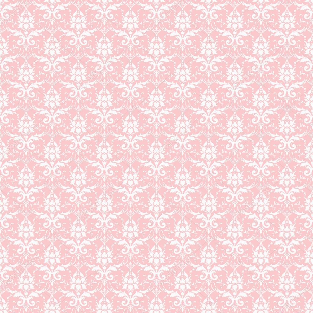 Seamless White & Pink Damask