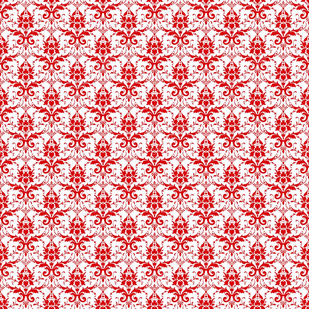 Seamless White & Red Damask