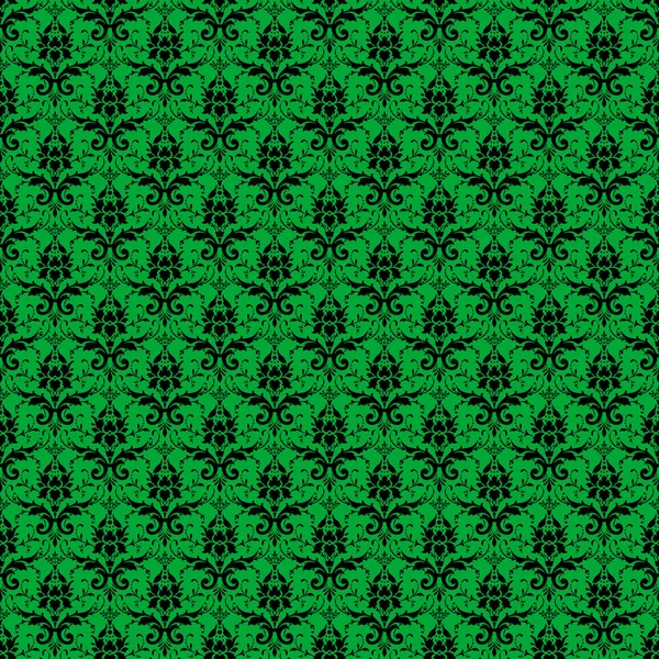 Naadloze groen & zwart damast — Stockfoto