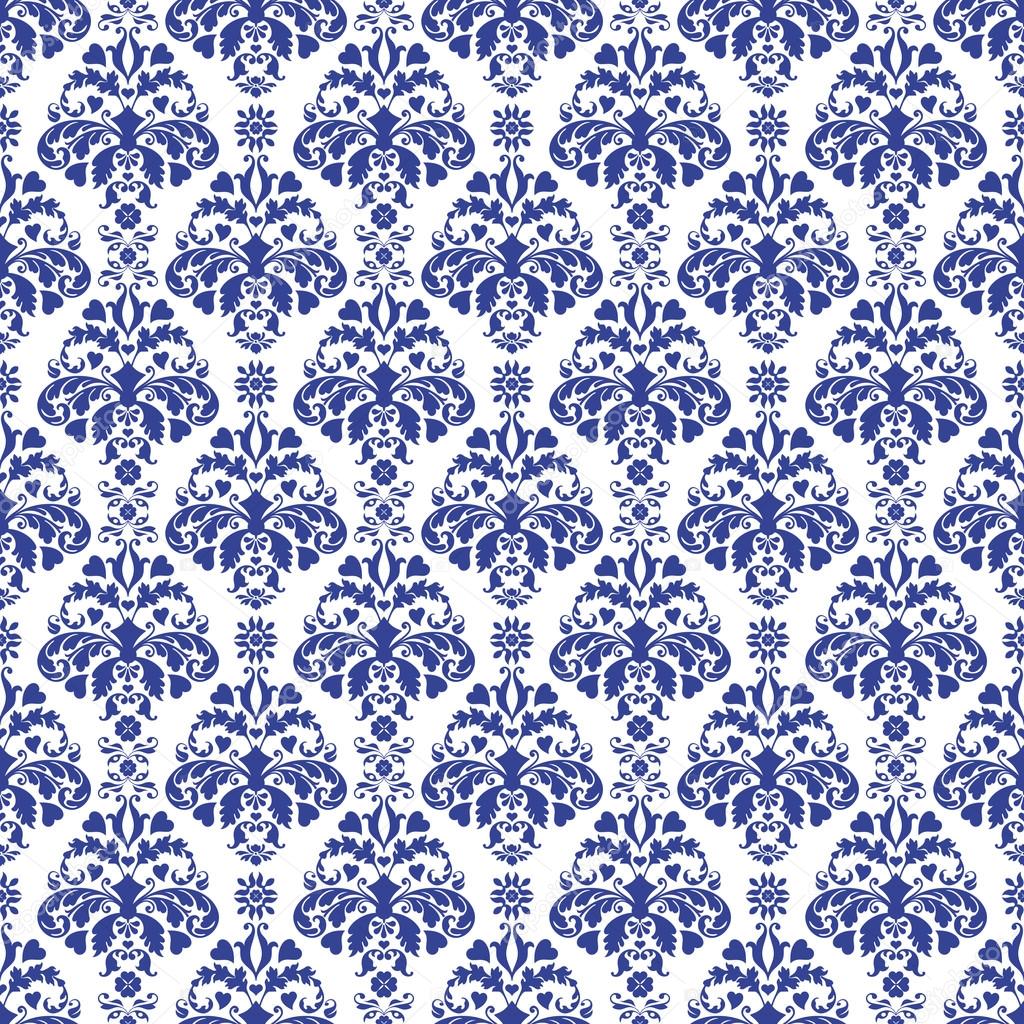 Blue & White Damask