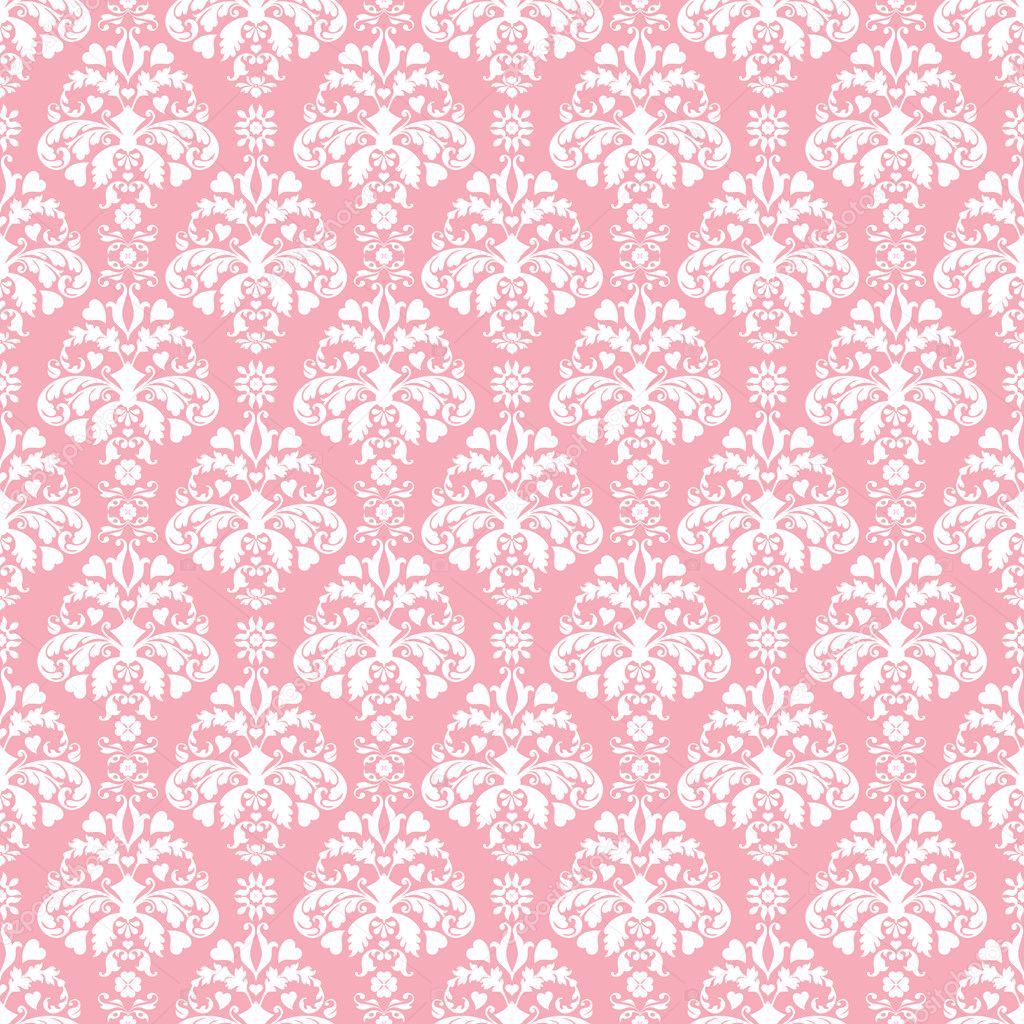 Seamless Pink & White Damask