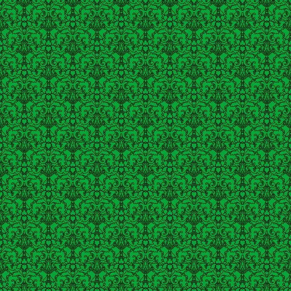 Sömlös grön & svart damast — Stockfoto