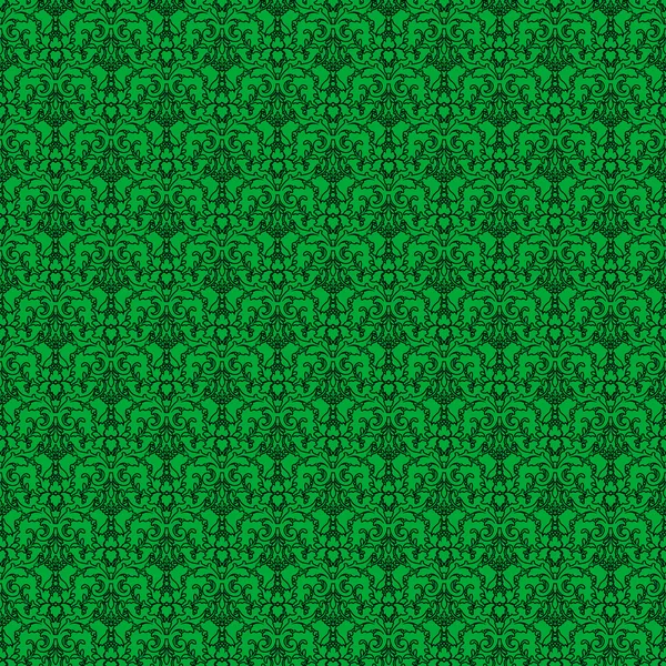 Sömlös grön & svart damast Stockbild