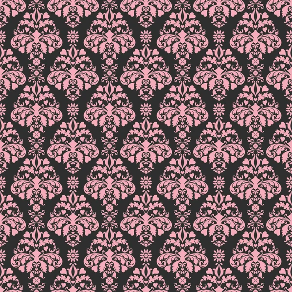 Seamless Black & Pink Damask — Stock Photo, Image