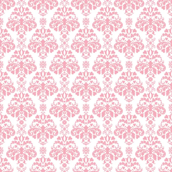 Seamless White & Pink Damask — Stock Photo, Image