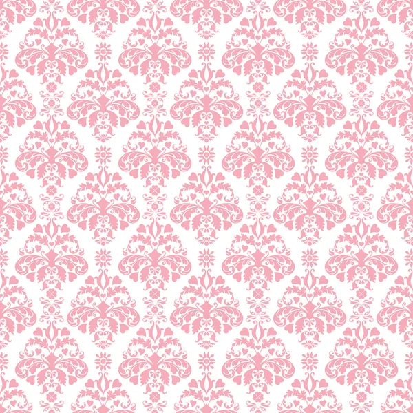 Seamless White & Pink Damask Stock Photo