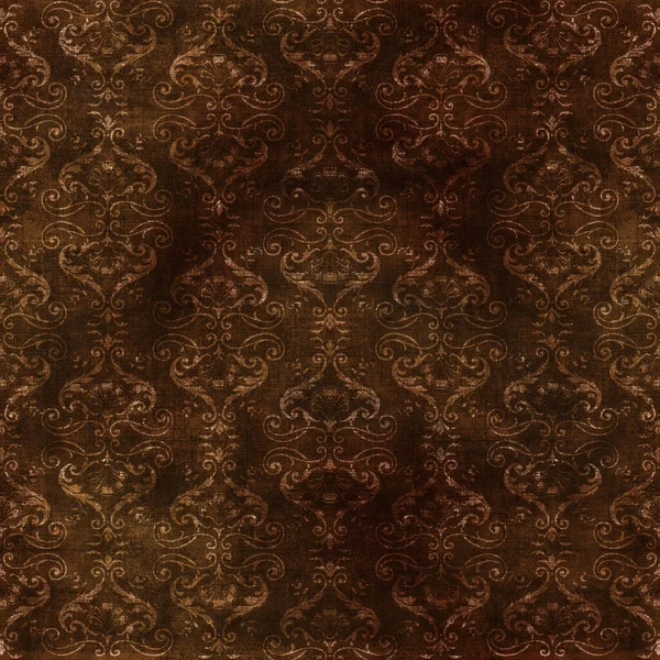 Seamless Chocolate Brown Antique Style Tapestry — Stockfoto