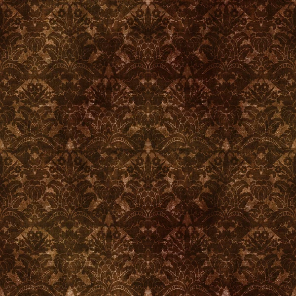 Seamless Chocolate Brown Antique Style Tapestry — Zdjęcie stockowe