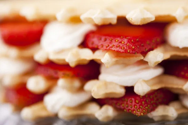 Waffle with strawberry — Stock Photo, Image