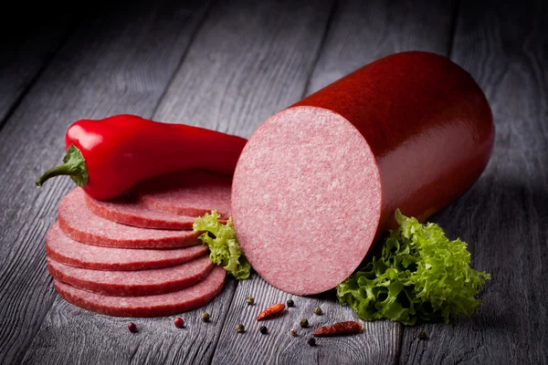 Salsicha de salame fresca — Fotografia de Stock